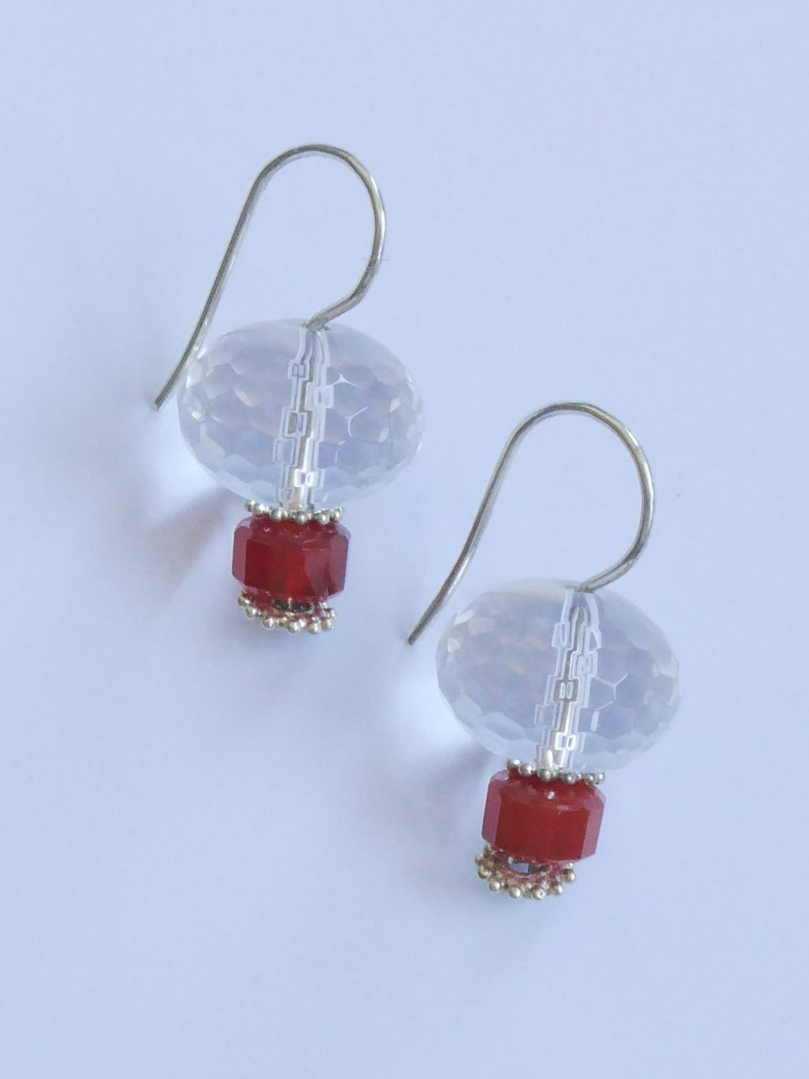 Carnelian and Rock Crystan Earrings