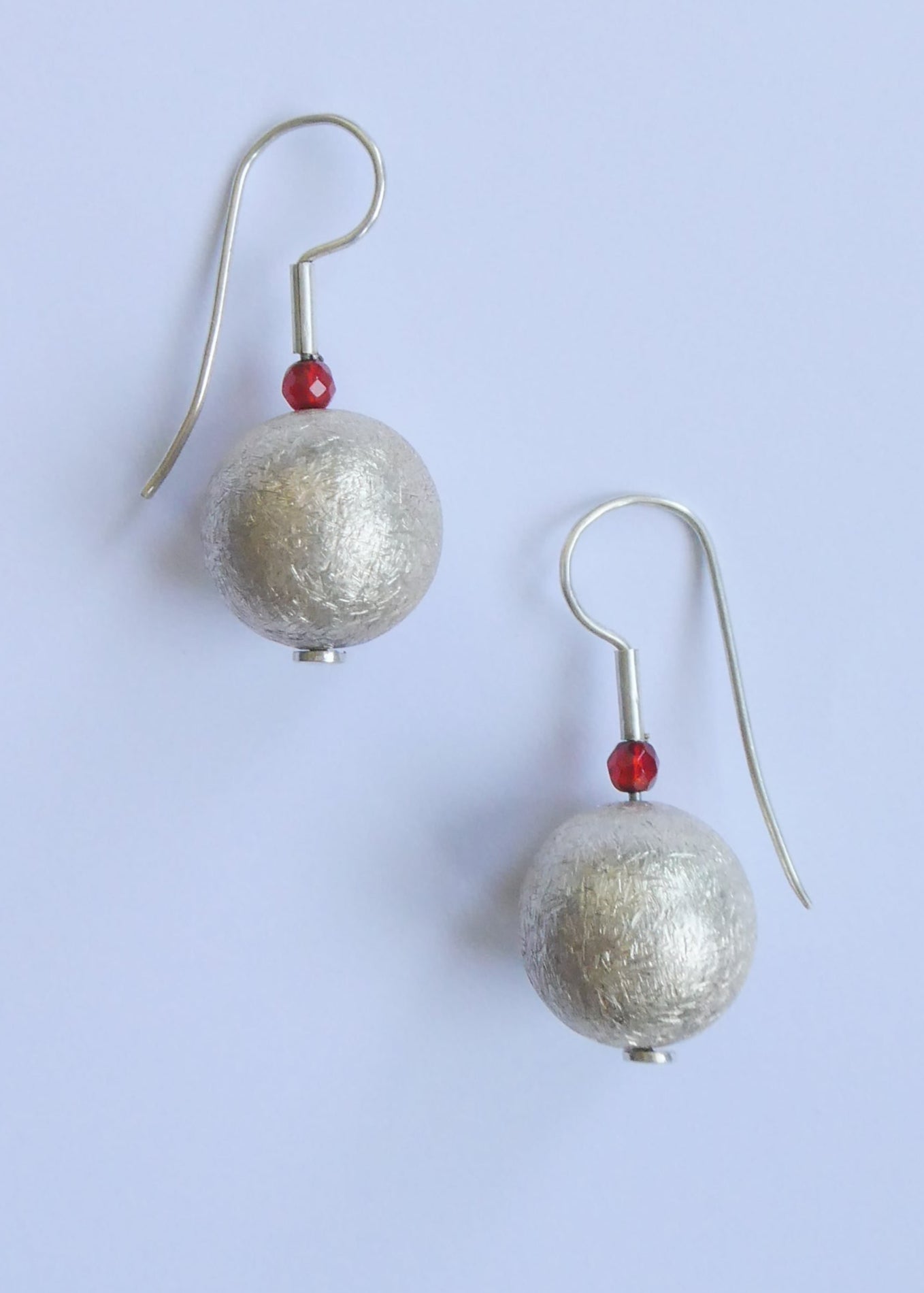 Round Silver Ball Earrings