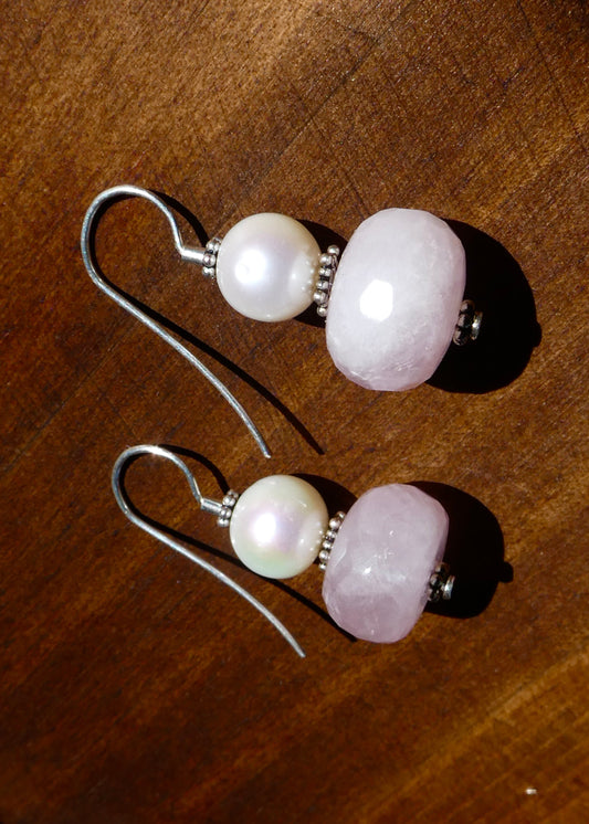 Pearl and Rose Quartz Earrings