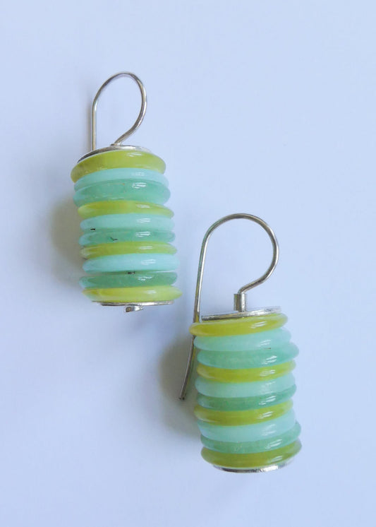 Candy Inspired Serpentine and Chalcedony Earrings