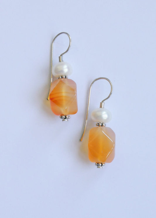 Carnelian and Pearl Earrings
