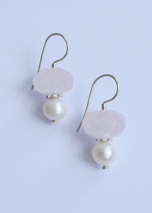Pearl and Rose Quartz Earrings