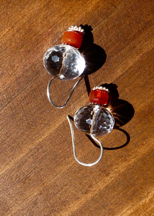 Carnelian and Rock Crystan Earrings