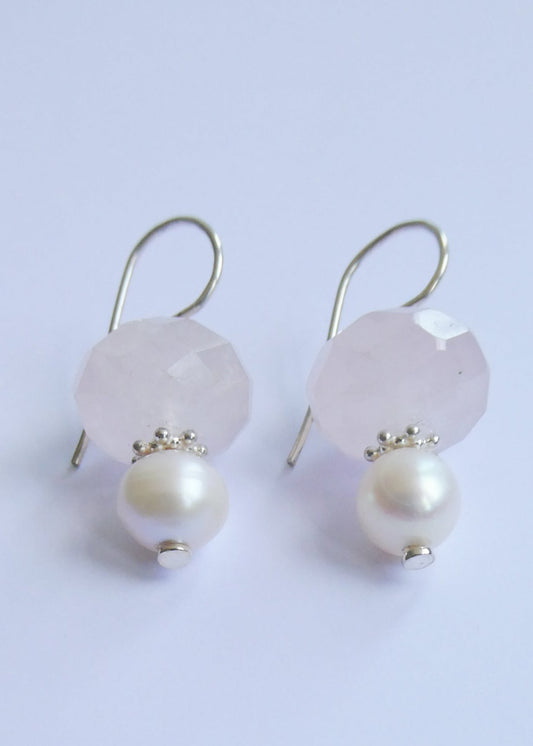Pearl and Rose Quartz Earrings