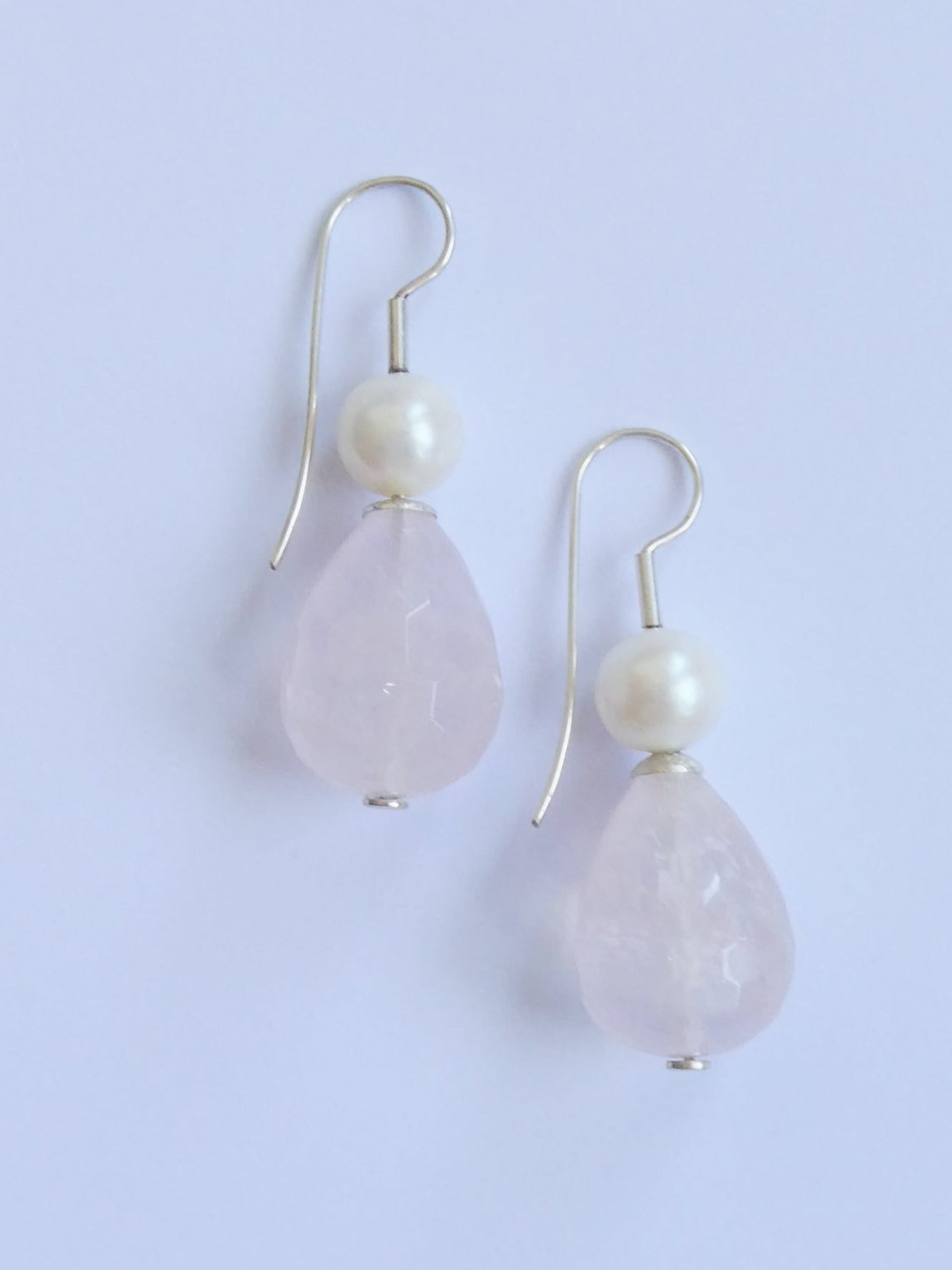 Rose Quartz and Pearl Earrings