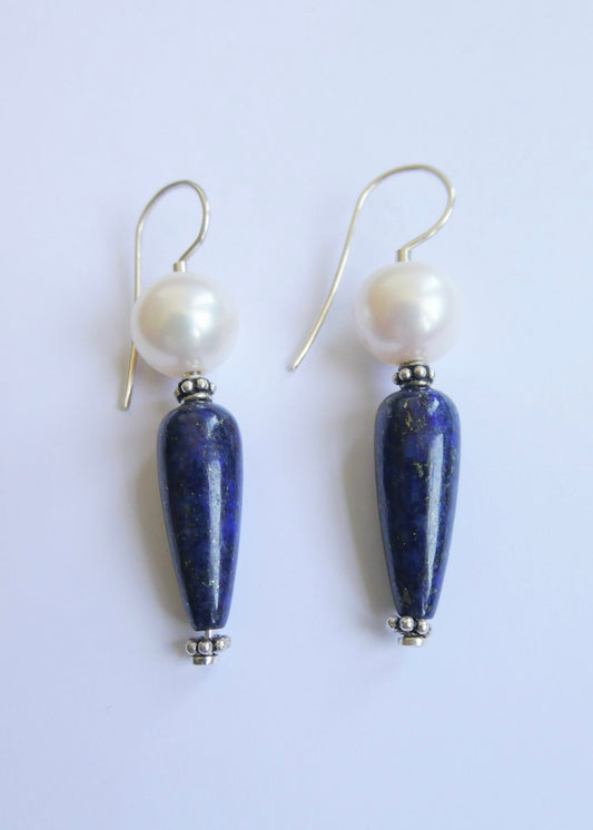 Lapis Lazuli and Pearl Earrings
