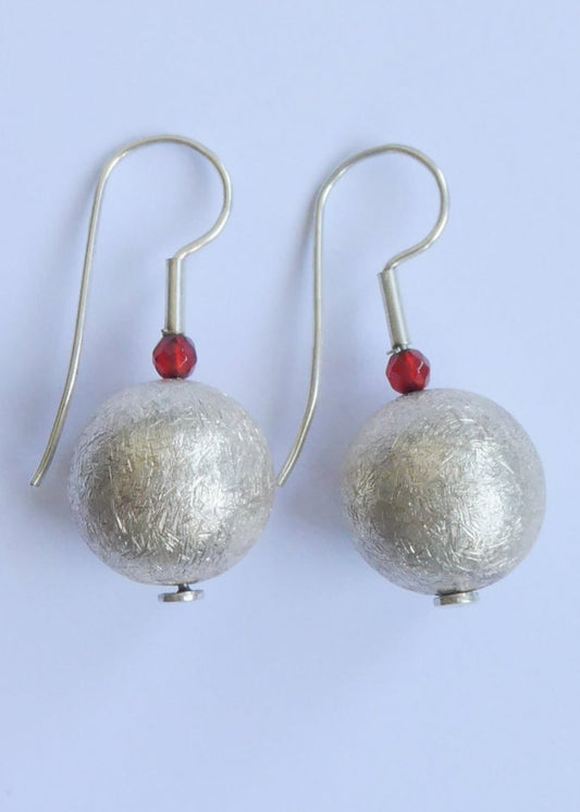 Round Silver Ball Earrings