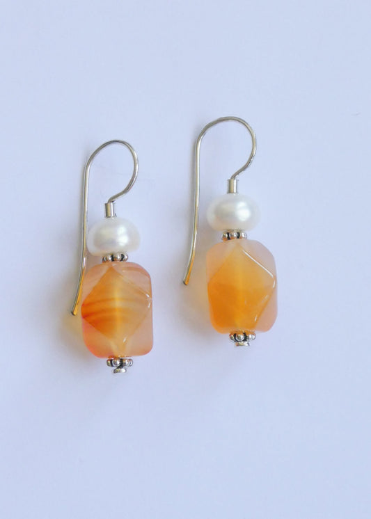 Carnelian and Pearl Earrings