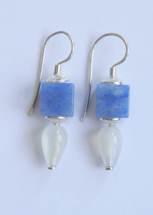 Agate and Rock Crystal Earrings
