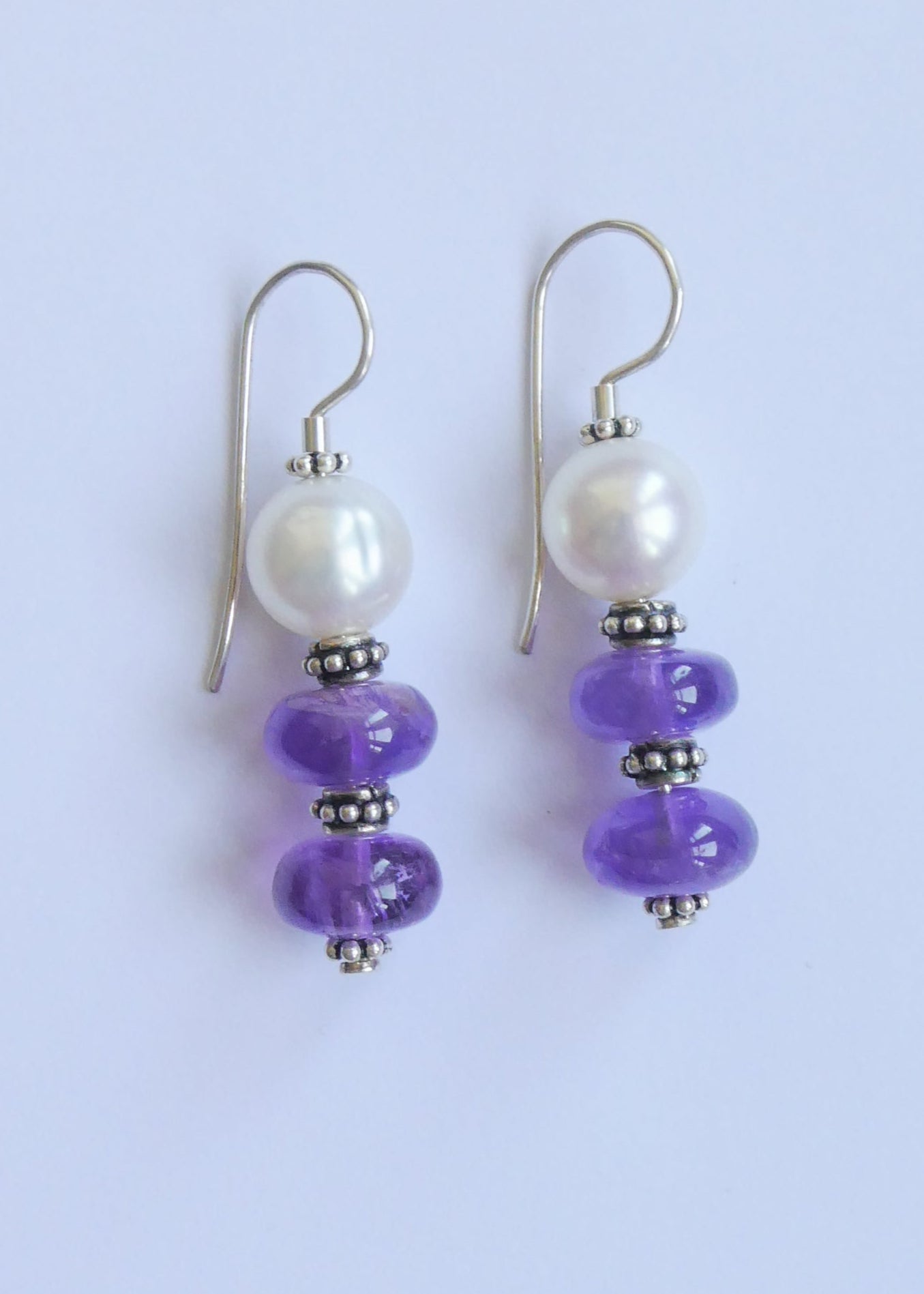 Amethyst and Pearl Earrings