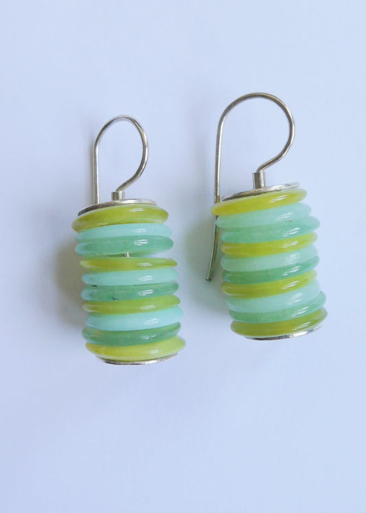 Candy Inspired Serpentine and Chalcedony Earrings