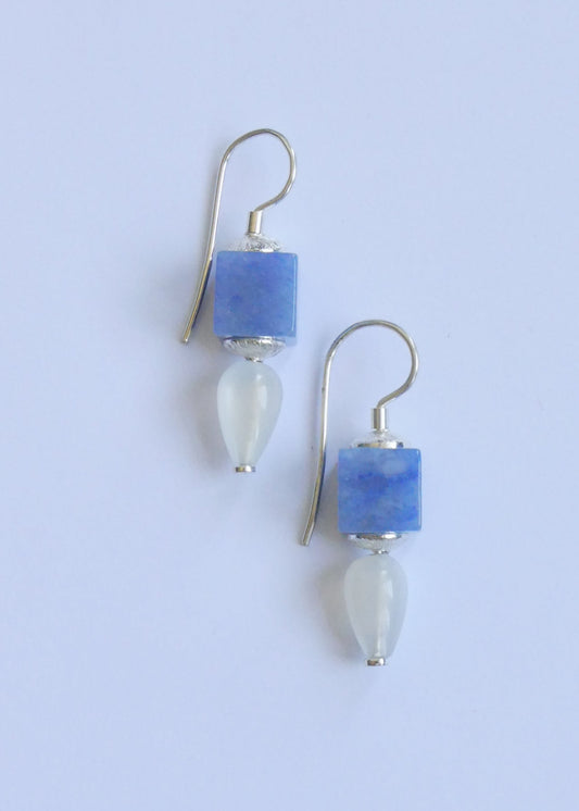 Agate and Rock Crystal Earrings