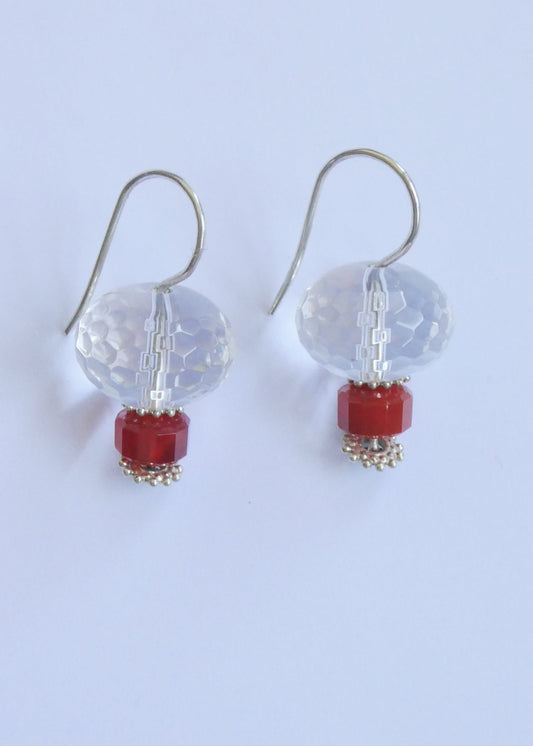 Carnelian and Rock Crystan Earrings