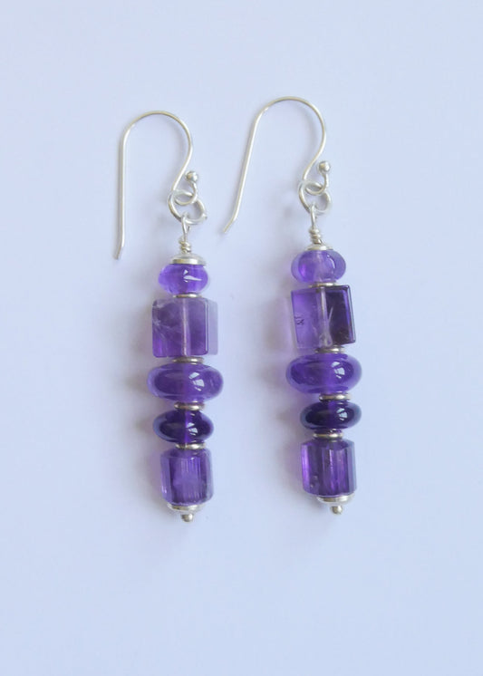 Double Amethyst Earrings
