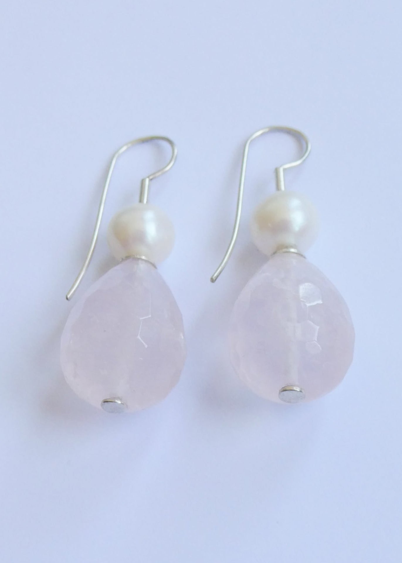 Rose Quartz and Pearl Earrings